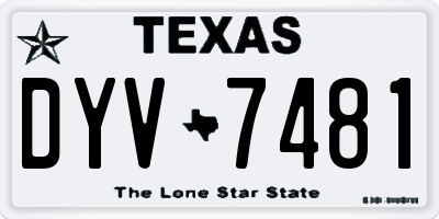 TX license plate DYV7481