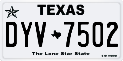 TX license plate DYV7502