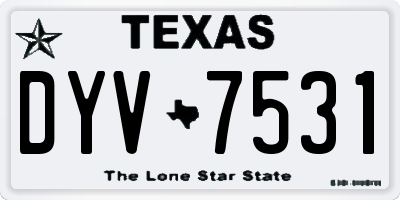 TX license plate DYV7531