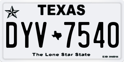 TX license plate DYV7540