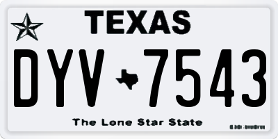 TX license plate DYV7543
