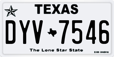 TX license plate DYV7546