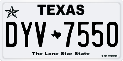 TX license plate DYV7550