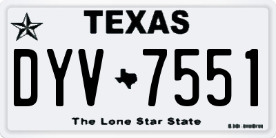 TX license plate DYV7551