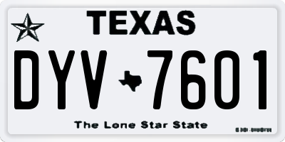 TX license plate DYV7601