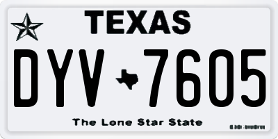 TX license plate DYV7605