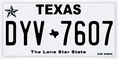 TX license plate DYV7607