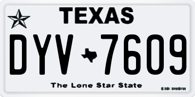TX license plate DYV7609