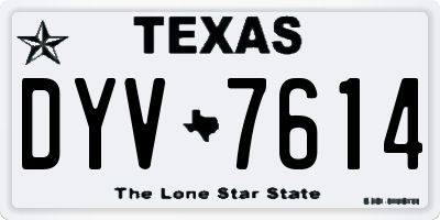 TX license plate DYV7614