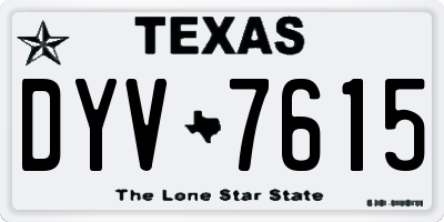 TX license plate DYV7615