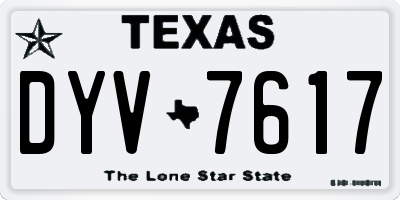 TX license plate DYV7617