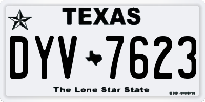 TX license plate DYV7623