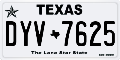 TX license plate DYV7625