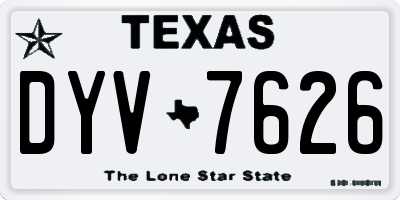 TX license plate DYV7626