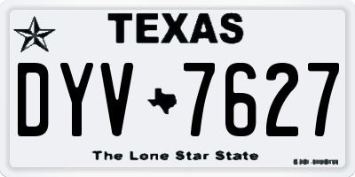 TX license plate DYV7627