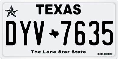 TX license plate DYV7635