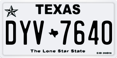 TX license plate DYV7640