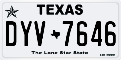 TX license plate DYV7646