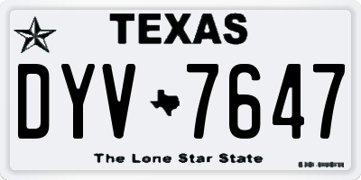 TX license plate DYV7647