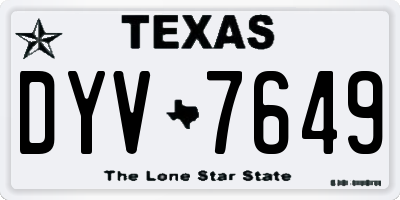 TX license plate DYV7649