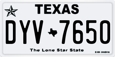 TX license plate DYV7650