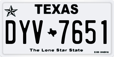 TX license plate DYV7651