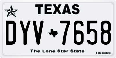 TX license plate DYV7658