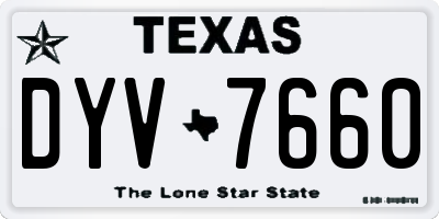 TX license plate DYV7660