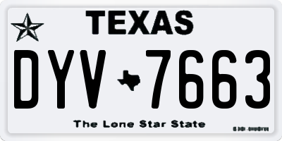 TX license plate DYV7663