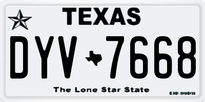 TX license plate DYV7668