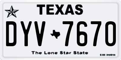 TX license plate DYV7670