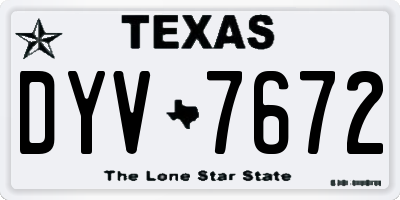 TX license plate DYV7672