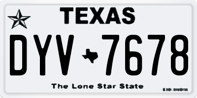 TX license plate DYV7678