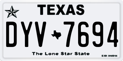 TX license plate DYV7694
