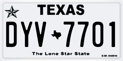 TX license plate DYV7701