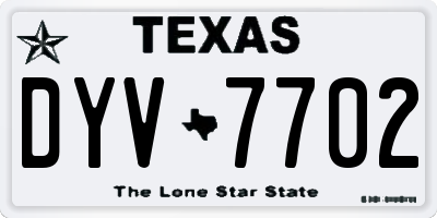 TX license plate DYV7702