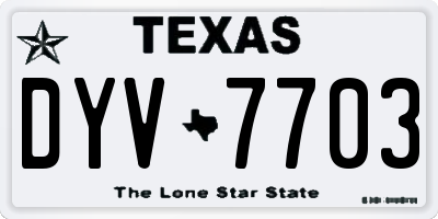 TX license plate DYV7703
