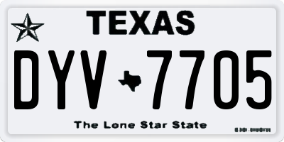 TX license plate DYV7705