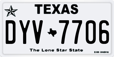 TX license plate DYV7706