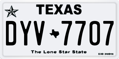 TX license plate DYV7707