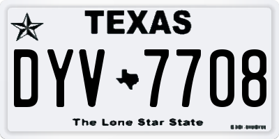 TX license plate DYV7708
