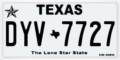 TX license plate DYV7727