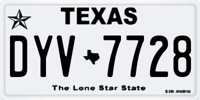 TX license plate DYV7728