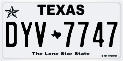 TX license plate DYV7747