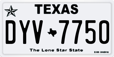 TX license plate DYV7750