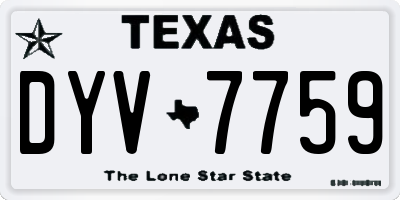 TX license plate DYV7759