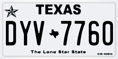 TX license plate DYV7760