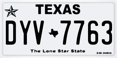 TX license plate DYV7763