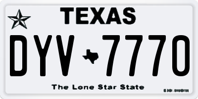TX license plate DYV7770
