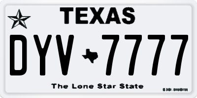 TX license plate DYV7777